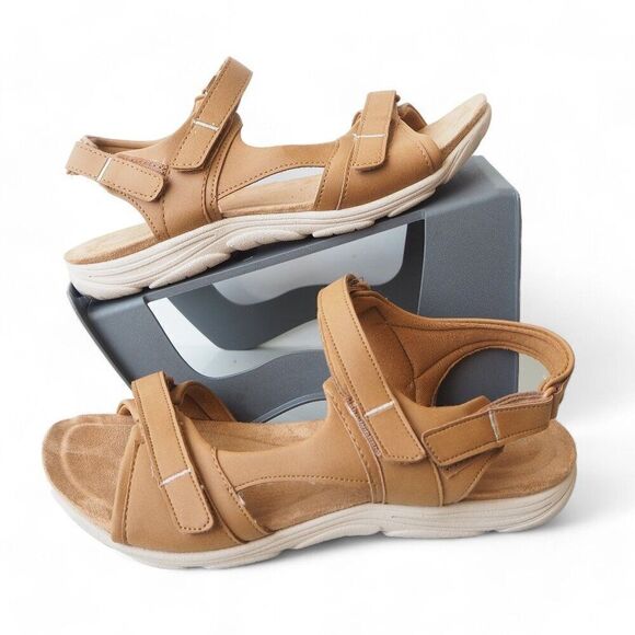 Easy Spirit Lake 3 Outdoor Strappy Sandals "Medium Brown" Women's 8W - Picture 1 of 11